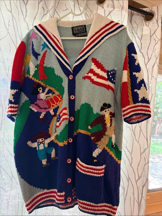 Berek Sweaters - Vintage Berek Nautical Novelty Knit Cardigan with Flags Indepe
